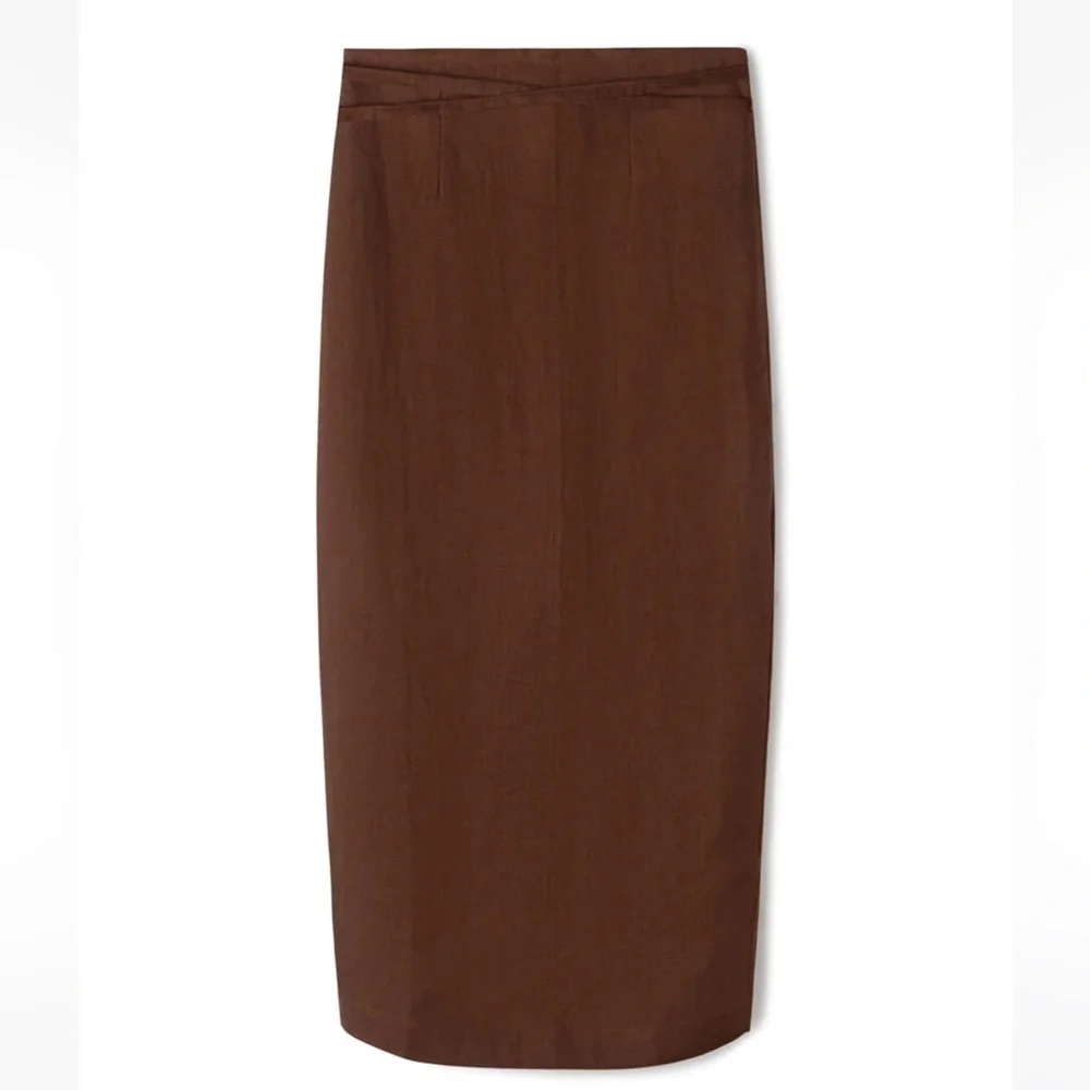 Zulu and Zephyr Chocolate Linen Wrap Skirt sz.US 4 Runs Small - Picture 5 of 12